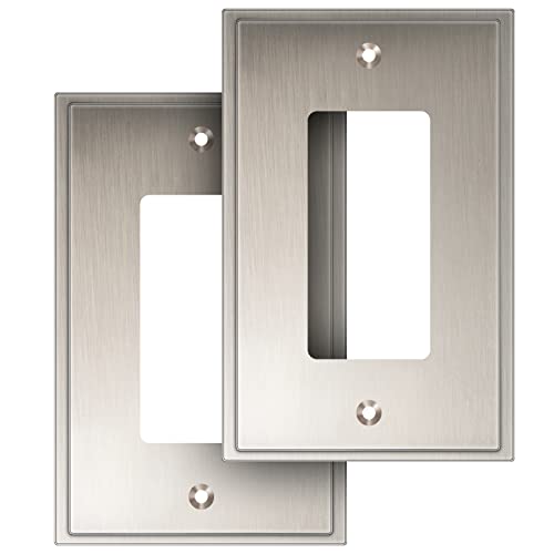 Henne Bery Soft Modern Decorative Wall Plate Switch Plate Outlet Cover (Single Decorator 2PK, Satin Nickel) - style: Single Decorator 2PK