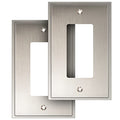 Henne Bery Soft Modern Decorative Wall Plate Switch Plate Outlet Cover (Single Decorator 2PK, Satin Nickel) - style: Single Decorator 2PK