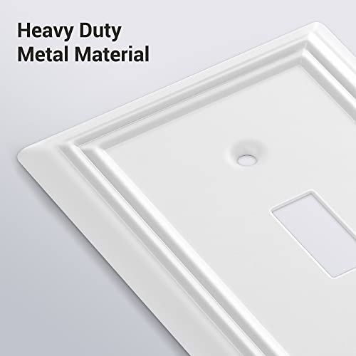 DEWENWILS Toggle Wallplate, Metal Light Switch Covers with White Finish - color: White, size: 1 Toggle 4PK