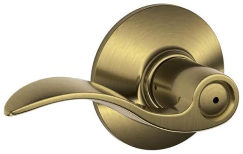 SCHLAGE Accent Bed/Bath Privacy Door Handle with Lock, Antique Brass - color: Antique Brass, size: Standard