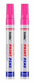 Pink Paint Markers, 2 Pack Oil-Based Waterproof Quick Dry Permanent Paint Pen Set for Rocks Painting, Wood, Fabric, Plastic, Canvas, Glass, Mugs, Metal, Tire, Stone, DIY Craft - color: Pink
