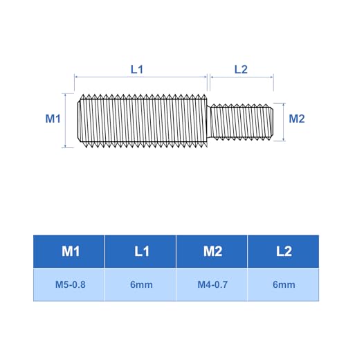 uxcell M4x6mm to M5x6mm Double End Threaded Stud Screw Bolt, 8Pcs 304 Stainless Steel Thread Reducer Adapter for Furniture Machinery Assembly Fastener - size: M4x6mm to M5x6mm