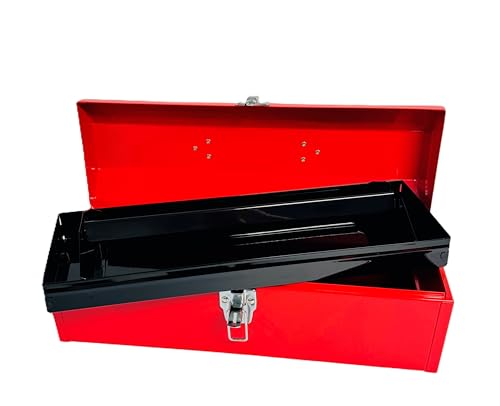 Homak Steel Hip Roof Tool Box, Red, Short, 19 Inches - size: 19-Inch x 6-Inch x 6-1/2-Inch - Short