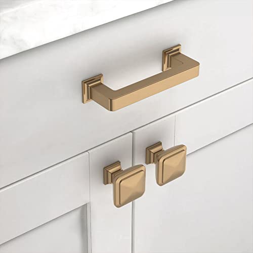 Asidrama 10 Pack 3 inch Champagne Bronze Kitchen Cabinet Handles | Heavy-Duty Solid Zinc, 2 Screw Sizes, 3" Hole Center(76mm), Cupboards, Drawers, Dressers, Furniture, Hardware - color: Champagne Bronze, size: 3" Hole Center(76mm)