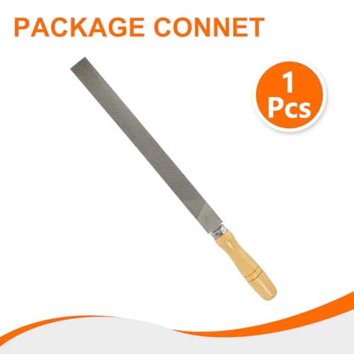 HARFINGTON Flat Coarse Cut File 14" Double Cut Teeth High Carbon Steel Hand Rasp File with Wood Handle for Metal Wood Deburring Removing - size: 14", style: Coarse
