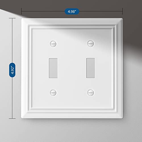 DEWENWILS White Light Switch Cover, Metal Toggle Light Switch Wall Plate - color: White, size: 2 Toggle 2PK