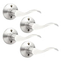 GOBEKOR 4 Pack Brushed Nickel Half Dummy Door Handle for Closet Keyless Interior Door Lever Wave Right Handed Single Dummy Handles - size: Right-Handed Dummy Lever