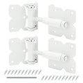 Self Closing Gate Hinges Heavy Duty Hardware Hinges for Wooden/Vinyl/PVC Fences, 90 Degree Adjustable Gate Hinge with Installation Screws and Swing Adjuster Tool, 2 Pack/Set, White - color: White