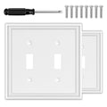 OKAYZIP White Decorative Double Toggle Light Switch Covers Wall Plate | 2 Pack Natural Material 2 Toggle Switch Plate Covers - Modern Style - size: 2 Toggle 2 Pack