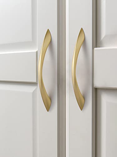 Brushed Gold Cabinet Pulls 5 Inch 20 Pack Arch Twisted Brass Handles Drawer Kitchen Cupboard Bathroom Dresser Cabinet Hardware Zinc Alloy - color: Brushed Gold, size: 5 Inch Hole Centers