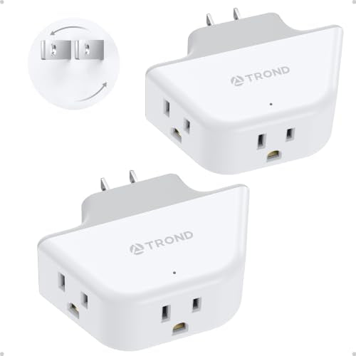 TROND 2 Prong to 3 Prong Outlet Adapter with 360 Rotating Plug 2 Pack - color: White, size: 3AC-2 Prong (Rotating Plug), 2 Pack