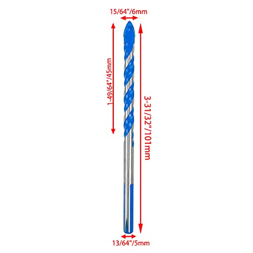 5pcs Masonry Drill Bit 15/64" Carbide Drill Bit for Glass, Tile and Ceramic - size: 15/64" Dia