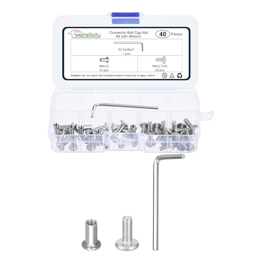 METALLIXITY Flat Head Hex Socket Cap Screws M4-0.7x10mm 40Pcs Connector - color: Silver tone, size: M4-0.7x10mm