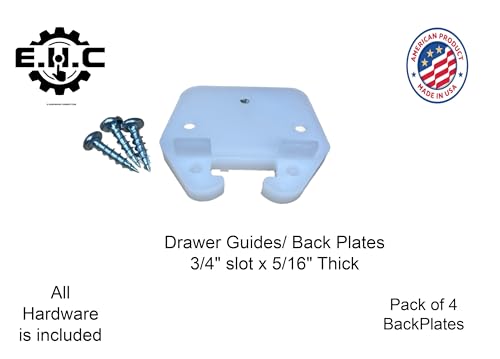 Drawer Guides/Back Plates Plastic (Choose Your Size) New/Replacement Kitchen/Dresser/Furniture Drawer Guides/Track Guide/Includes All Hardware/ 4 per Pack by E.H.C. (3/4" x 5/16") - size: 3/4" x 5/16"