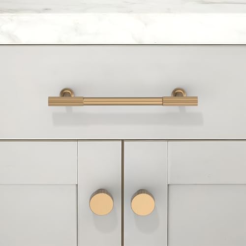 10 Pack Champagne Bronze Cabinet Pulls 5 Inch(128mm) Kitchen Cabinet Handles Solid Zinc Alloy Cabinet Hardware Drawer Pulls - color: Champagne Bronze, size: 5" Hole Center