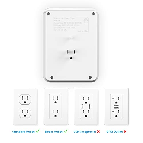 USB Wall Outlet Extender with On Off Switch, Surge Protector Outlet,6 AC Multi-Plug with 3 USB Ports (1 USB C), 490 Joules, Flat Socket Splitter with Spaced Outlet for Home, Office, College