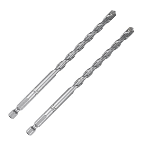 5/16 Inch Masonry Drill Bits (2 Pack - 6" Length Industrial Grade) Carbide Tipped Easily Cuts Through Concrete, Cement, Block, Stone, & More! - size: 5/16 in