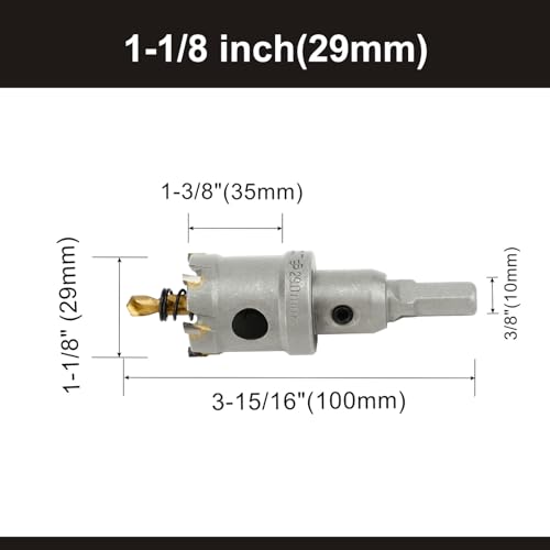 1-1/8''(29mm) TCT Hole Saw,Tungsten Carbide Hole Saw with Titanium-Plated Pilot Drill bit for Hard Metal,Alloy,Aluminum,Stainless Steel,Plastic,Iron - size: 1-1/8''(29mm) (1PCS)