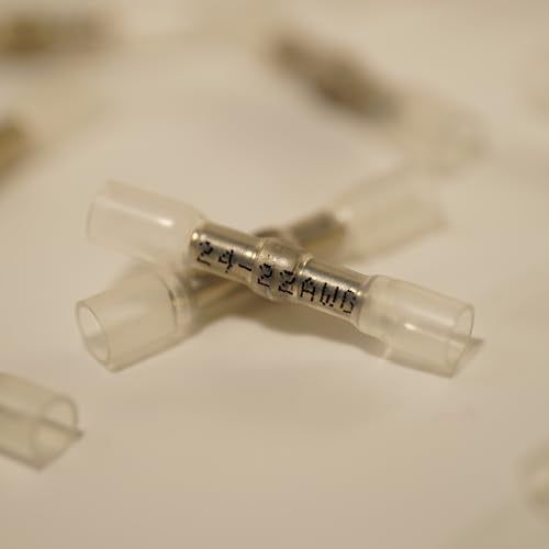 Heat Shrink Butt Connectors, Crimp and Solder, 24-22 AWG, 100PCS - color: White, size: White [24-22 AWG]