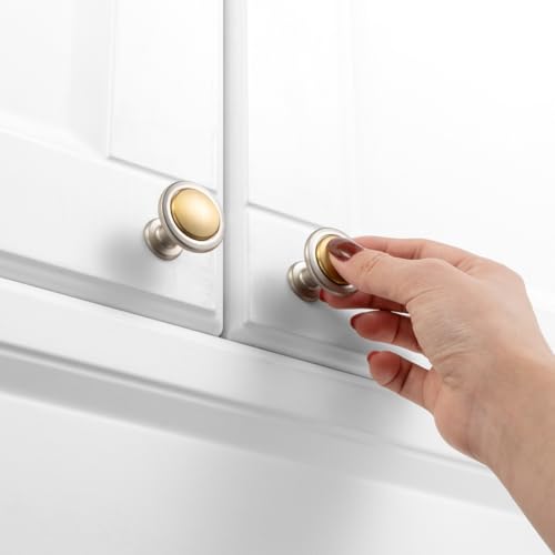 KOOFIZO 10 Pack Gold & Nickel Cabinet Knobs Round Single Hole Pulls 1960s - color: Brushed Gold + Brushed Nickel, size: Knob 1 - 10Pcs, style: Round