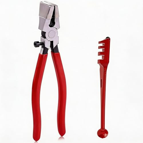 2PCS Glass Cutter Set with Running Pliers – 120° Carbide Wheel Cuts 1/8" to 1/4" Plate Glass, Ball End & Teeth, Not Self-Oiling – for Stained Glass, Windows, Mirrors