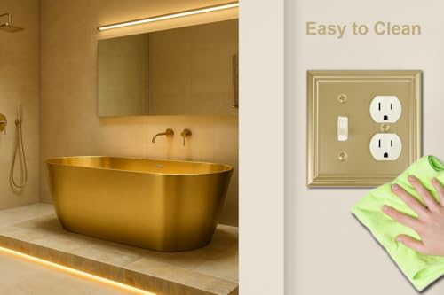 OKAWYC Toggle/Duplex Light Switch Cover Adler Metal Wall Plate, 2-Pack Brushed Brass 2 Gang, for Light Switch Cover Outlet Cover Decorative Wallplate, Durable - size: Toggle/Duplex