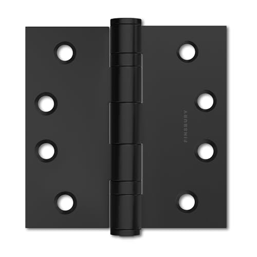 Door Hinge Ball Bearing 4 x 4 Inches Solid 304 Steel Durable Heavy Duty Machined NRP Architectural Grade Mortise Hinges - Set of 2 Matte Black Door Hinges (Flat Black)