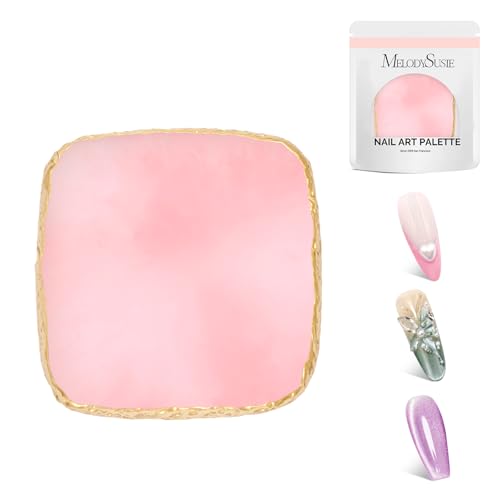 MelodySusie 1Pc Square Resin Nail Art Palette Color Mixing Board Pink - color: Pink Square Without Spatula