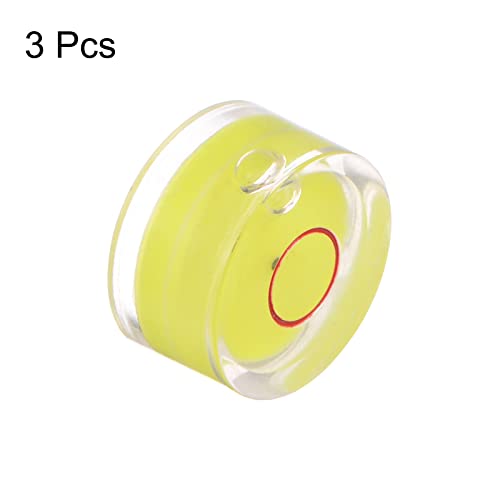 HARFINGTON 3pcs Round Bubble Level 15x8mm Mini Circular Bullseye Spirit Levels for Leveling Camera Tripod Telescope Workshop Turntable Pictures Frame, Yellow - color: Yellow (Red Circle), size: 15x8mm