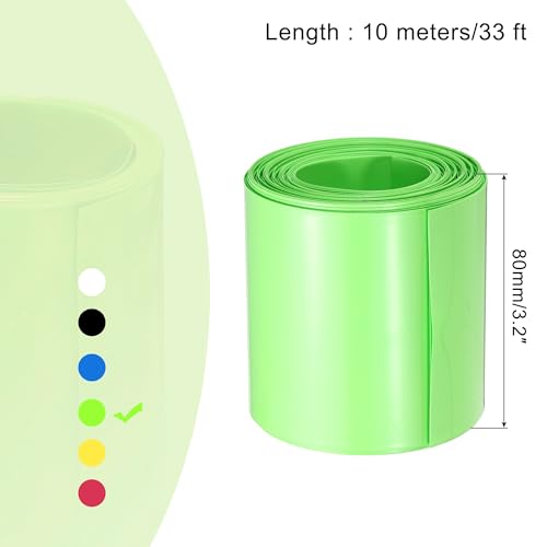 MECCANIXITY Battery Wrap PVC Heat Shrink Tubing 50mm Dia 80mm Flat 33 Feet(10meters) Light Green Good Insulation for Battery Pack - color: Light Green, size: 50mmx80mmx10m