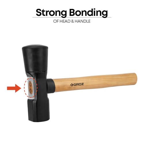 Groz 5.5 lb Tire Service Hammer with 16" US Hickory Handle, Dual Forged Steel and Cured Rubber Head, Non-Marring Lock Ring Tool for Cars Trucks Tractors (34780)