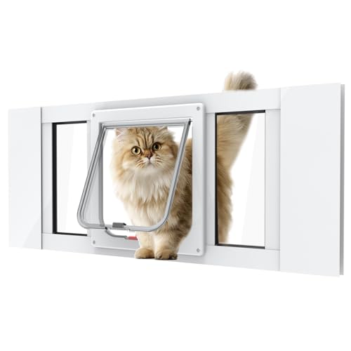 Aluminum Cat Door for Windows - Adjustable to Fit Window Width 24"-28" - size: Fit 24"-28" Window