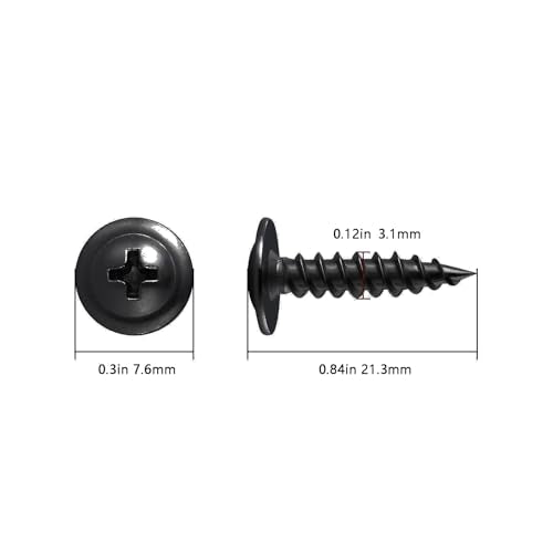 Wensilon（500 pcs）#4×3/4" Phillips Truss Head Wood Screws Black Galvanizing Quick Metal Self Tapping. - color: Black, size: #4×3/4"