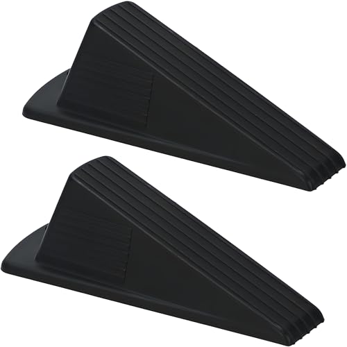Heavy Duty Door Stopper - 2 Pack Rubber Non-Marring Door Stop for Large Gaps, 2Inch Tall Height Floor Mounted Doorstop with Strong Support for Home & Commercial Use