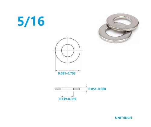 5/16" Inch Stainless Flat Washers 100 Pack Made of 18-8 (304) Stainless Steel…… - color: Silver, size: 5/16"