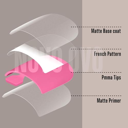 NOVO OVO French Tip Toe Nail Tips press on, ROSE PINK WITH GLITTER Sharp Square Toe Nail Tips Toenail Extension, Need Builder Gel & Top Coat, no Glue, Full Cover Acrylic for DIY 15 Sizes 240 pcs - color: Sharp Square White French Tip Rose Pink