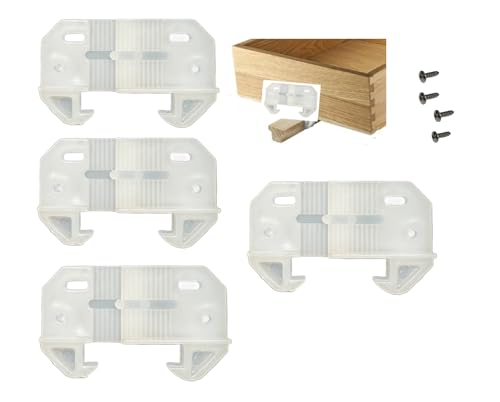 Drawer Guides/Back Plates Adjustable for 1/4”-5/16” Rail Height/Adjustable/Kitchen/Dresser/Furniture Drawer Track, Rail Guides Includes All Hardware/ 4 per Pack by E.H.C. Adjustable 1" to 1-1/2"