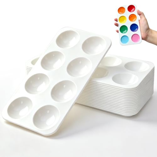 21 PCS Rectangular Paint Tray Palettes for Kids Paint Palettes with 8 Wells - color: 21pcs White