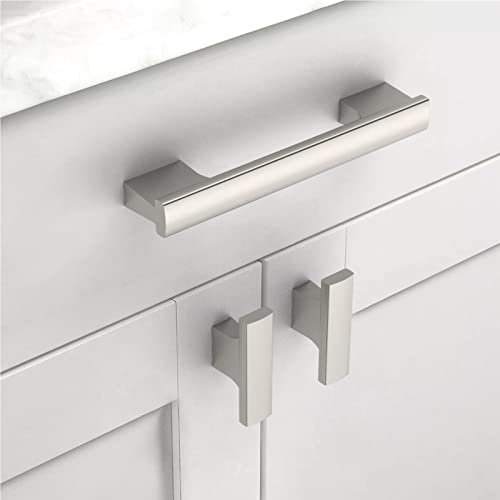 Asidrama 10 Pack 4 Inch(102mm) Brushed Satin Nickel Cabinet Pulls Kitchen Cabinet Handles Satin Nickel Cabinet Pulls Cabinet Hardware for Cupboard Drawer - color: Brushed Satin Nickel, size: 4" Hole Center(102mm)