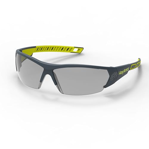 HexArmor MX250 Grey 23% tinted safety glasses for men and women | Anti-fog | Scratch resistant wrap around lenses | Adjustable side arms | Certified ANSI Z87 | 100% UV protected eyewear - color: Grey 23% / Trushield