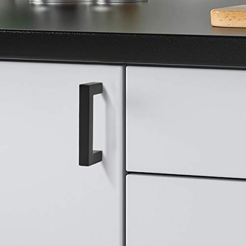 Probrico (10 Pack Matte Black Cabinet Pulls 3 Inch Hole Center Kitchen Cabinet Hardware Square Cabinet Pulls Stainless Steel Modern Drawer Handles - color: Black, size: hole center 3"