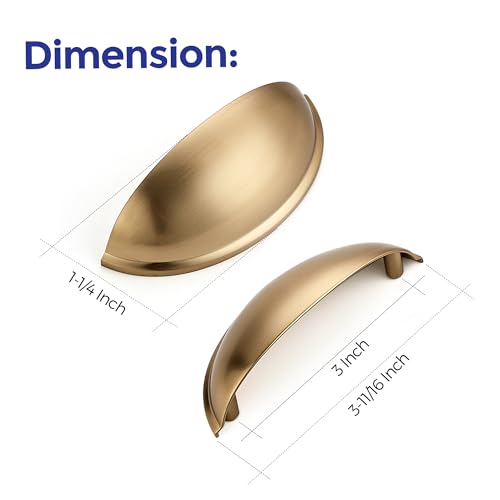 Ravinte Champagne Bronze Drawer Pulls Cabinet Cup Pulls 3 Inch 10 Pack | Kitchen Hardware, Cup Pull Shape, Cabinet Handles, Drawer Handles, Smooth Drawer Grip,For Dressers, Cupboards - color: Champagne Bronze