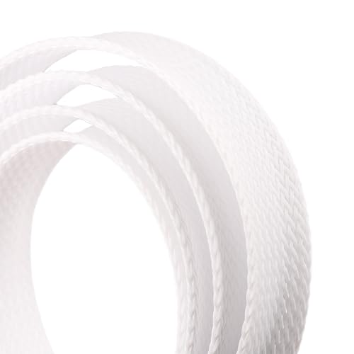 25ft PET Expandable Braided Cable Sleeve 1/4inch(6mm) Pet Braided Cable Sleeve for Audio Video Device Wire Automotive Wire (White) - color: White, size: 6mm"(1/4 inch)