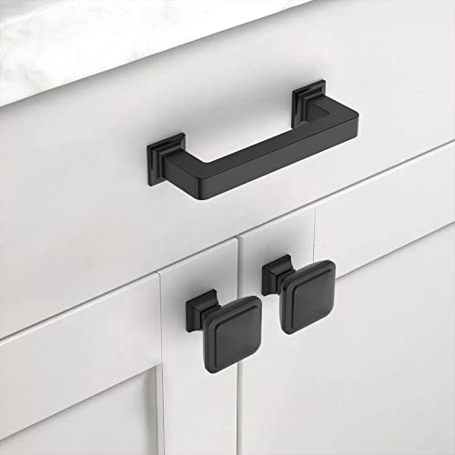 Asidrama 10 Pack 3 inch Matte Black Kitchen Cabinet Handles | Heavy-Duty Solid Zinc, 2 Screw Sizes, 3" Hole Center(76mm), Cupboards, Drawers, Dressers, Furniture, Hardware - color: Matte Black, size: 3" Hole Center(76mm)