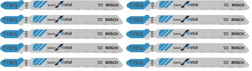 BOSCH T118G 5-Piece 3-5/8 in. 36 TPI Basic for Metal T-Shank Jig Saw Blades (Pack of 2) - size: 5 Count (Pack of 2)