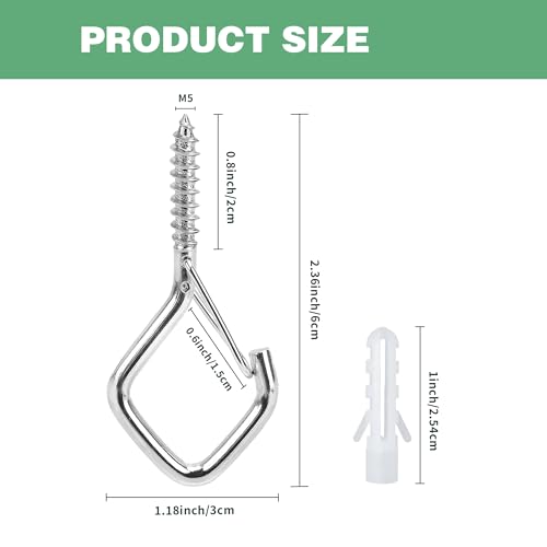 12 Pack 304 Stainless Steel Ceiling Hooks for Plants, Locking Clip - size: 12