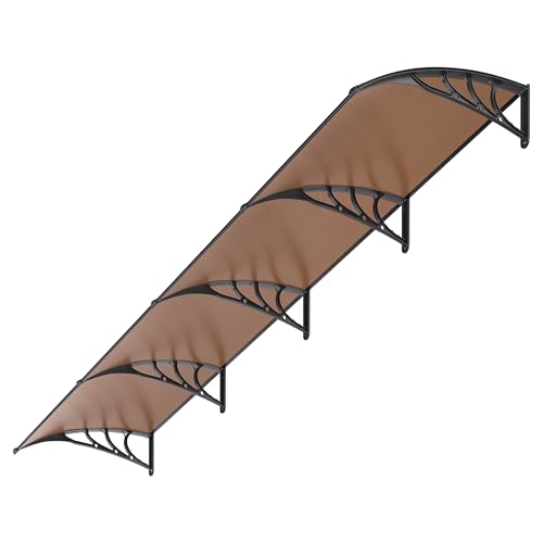 VIVOHOME Polycarbonate Window Door Awning Brown 38 Inch x 153 Inch - color: Brown, size: 38 Inch x 153 Inch