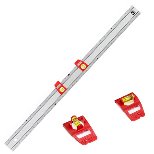 Kapro - 314 Set & Match Ruler - Layout and Marking Tool - Sliding Vials with ⅛ English Gradations - Includes Two Slide & Lock Vials, Zero-Center Scale, and Anti-Slip Feature - Aluminium - 36 Inch - size: 36-Inch, style: Set & Match Ruler