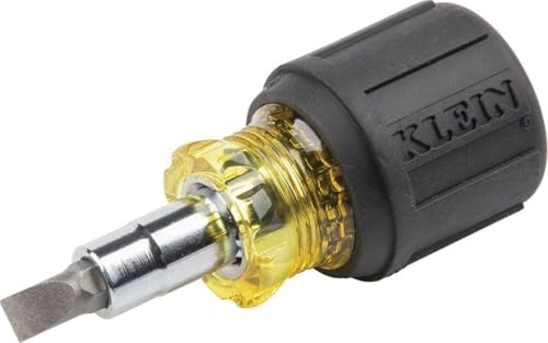 Klein Tools 32561 Multi-Bit Screwdriver/Nut Driver, 6-in-1 Stubby Screwdriver with 2 Phillips, 2 Slotted, 2 Nut Drivers - style: 6-in-1 Stubby