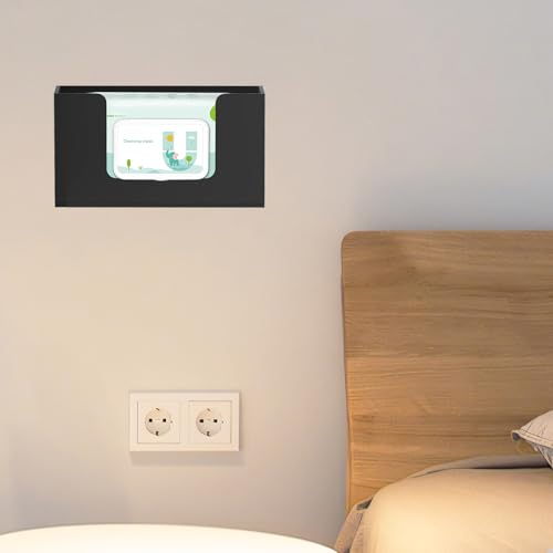 Wipe Holder Wall Mount Dispenser for Bathroom Tissue Box Acrylic Black - color: Black